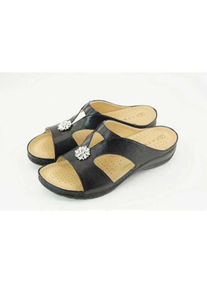 زينة 221-3145 Zayna Ladies Flat Sandals 88909-51 Black